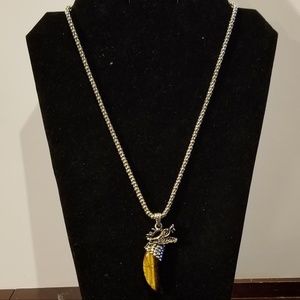 Silver Dragon Fang Tiger Eye Necklace